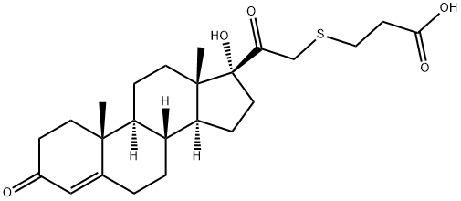 3-[2-[(10R,13S,17R)-17-hydroxy-10,13-dimethyl-3-oxo-2,6,7,8,9,11,12,14,15,16-decahydro-1H-cyclopenta[a]phenanthren-17-yl]-2-oxo-ethyl]sulfanylpropanoic acid Struktur