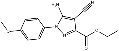 Ethyl5-amino-4-cyano-1-(4-methoxyphenyl)pyrazole-3-carboxylate Struktur