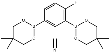 2-Cyano-4-fluorobenzene-1,3-diboronic acid, neopentyl glycol diester Struktur