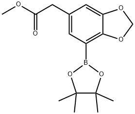 2-(7-(4,4,5,5-tetramethyl-1,3,2-dioxaborolan-2-yl)-benzo[d][1,3]dioxol-5-yl)acetate Struktur