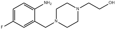 2-[4-(2-Amino-5-fluorobenzyl)-1-piperazinyl]-1-ethanol Struktur