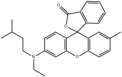 6'-(N-Ethyl-N-isopentylamino)-2'-methylspiro[phthalide-3,9'-[9H]xanthene] Struktur