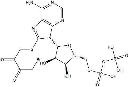 8-((4-bromo-2,3-dioxobutyryl)thio)adenosine 5'diphosphate Struktur