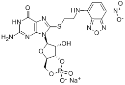 8-(2-[7-NITRO-4-BENZOFURAZANYL]AMINOETHYLTHIO]GUANOSINE-3',5'-CYCLIC MONOPHOSPHATE SODIUM SALT Struktur