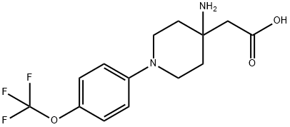 2-(4-amino-1-(4-(trifluoromethoxy)phenyl)piperidin-4-yl)acetic acid Struktur