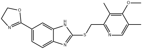 2-[(4-METHOXY-3,5-DIMETHYL-2-PYRIDINYL)-METHYLTHIO]-5-(OXAZOLIN-2-YL)-BENZIMIDAZOLE Struktur