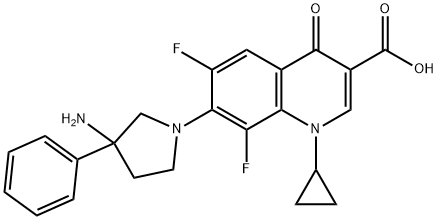 3-Quinolinecarboxylic acid, 1,4-dihydro-7-(3-amino-3-phenyl-1-pyrrolid inyl)-1-cyclopropyl-6,8-difluoro-4-oxo- Struktur