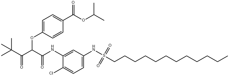 4-[1-[[2-Chloro-5-(dodecylsulfonylamino)phenyl]carbamoyl]-2-oxo-3,3-dimethylbutoxy]benzoic acid isopropyl ester Struktur