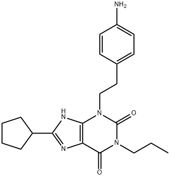 3-[2-(4-Aminophenyl)ethyl]-8-cyclopentyl-3,7-dihydro-1-propyl-1H-purine-2,6-dione Struktur