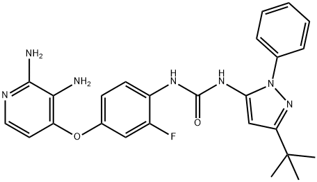 1-(3-tert-butyl-1-phenyl-1H-pyrazol-5-yl)-3-(4-(2,3-diaminopyridin-4-yloxy)-2-fluorophenyl)urea Struktur