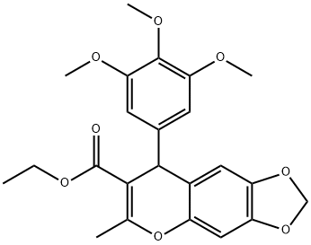 8H-1,3-Dioxolo(4,5-h)(1)benzopyran-7-carboxylic acid, 6-methyl-8-(3,4, 5-trimethoxyphenyl)-, ethyl ester Struktur