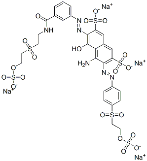 2,7-Naphthalenedisulfonic acid, 4-amino-5-hydroxy-6-3-2-2-(sulfooxy)ethylsulfonylethylaminocarbonylphenylazo-3-4-2-(sulfooxy)ethylsulfonylphenylazo-, tetrasodium salt Struktur