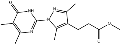 Methyl 3-[1-(4,5-dimethyl-6-oxo-1,6-dihydropyrimidin-2-yl)-3,5-dimethyl-1H-pyrazol-4-yl]propan Struktur