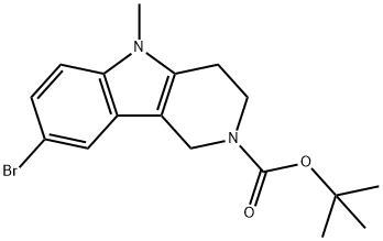 tert-butyl 8-bromo-5-methyl-1,3,4,5-tetrahydro-2H-pyrido[4,3-b]indole-2-carboxylate Struktur