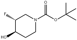 trans-tert-butyl 3-fluoro-4-hydroxypiperidine-1-carboxylate Struktur