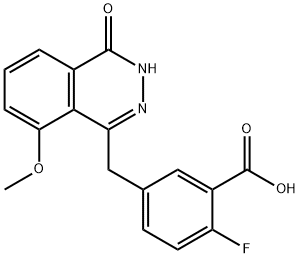 2-Fluoro-5-((8-methoxy-4-oxo-3,4-dihydrophthalazin-1-yl)methyl)benzoic acid Struktur