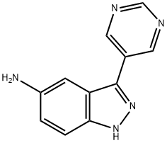 1H-Indazol-5-amine, 3-(5-pyrimidinyl)- Struktur