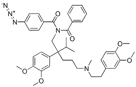 (N-benzoyl)-5-((3,4-dimethoxyphenethyl)methylamino)-2-(3,4-dimethoxyphenyl)-2-isopropyl-N-4-azidobenzoylpentylamine Struktur