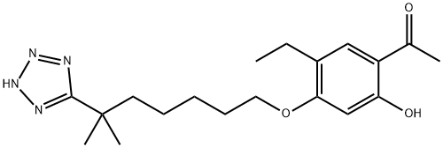 1-[5-ETHYL-2-HYDROXY-4-[[6-METHYL-6-(1H-TETRAZOL-5-YL)HEPTYL]OXY]PHENYL]ETHANONE Struktur