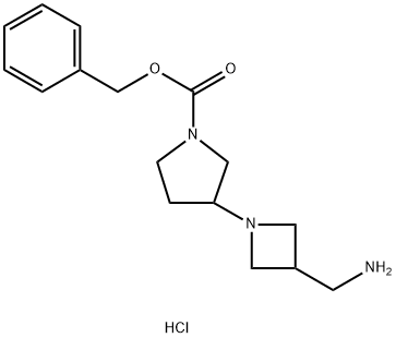 3-(3-AMINOMETHYL-AZETIDIN-1-YL)-PYRROLIDINE-1-CARBOXYLIC ACID BENZYL ESTER-2HCl Struktur