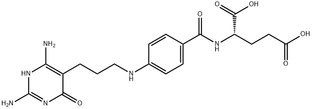 N-(4-((3-(2,4-diamino-1,6-dihydro-6-oxo-5-pyrimidinyl)propyl)amino)benzoyl)glutamic acid Struktur