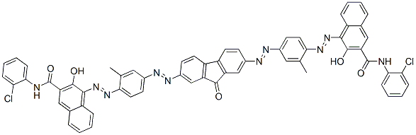 2-Naphthalenecarboxamide, 4,4'-[(9-oxo-9H-fluorene- 2,7-diyl)bis[azo(2-methyl-4,1-phenylene)azo]]bis[N -(2-chlorophenyl)-3-hydroxy- Struktur