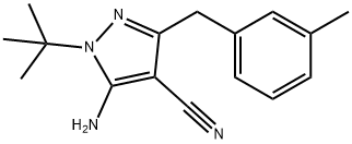 5-Amino-1-tert-butyl-3-(3-methylbenzyl)-4-cyanopyrazole Struktur