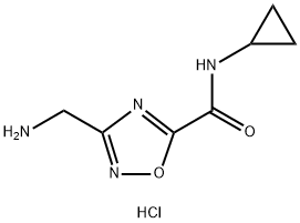 3-(aminomethyl)-N-cyclopropyl-1,2,4-oxadiazole-5-carboxamide hydrochloride Struktur