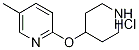 5-Methyl-2-(piperidin-4-yloxy)-pyridine hydrochloride, 98+% C11H17ClN2O, MW: 228.72 Struktur