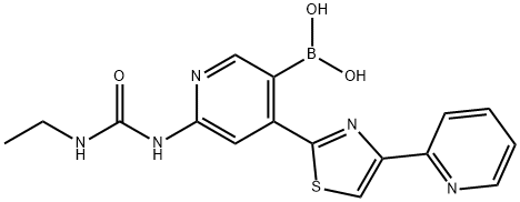 6-(3-ethylureido)-4-(4-(pyridin-2-yl)thiazol-2-yl)pyridin-3-ylboronic acid Struktur