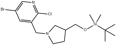 5-Bromo-3-((3-((tert-butyldimethylsilyloxy)methyl)pyrrolidin-1-yl)methyl)-2-chloropyridine Struktur