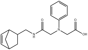 [{2-[(bicyclo[2.2.1]hept-5-en-2-ylmethyl)amino]-2-oxoethyl}(phenyl)amino]acetic acid Struktur