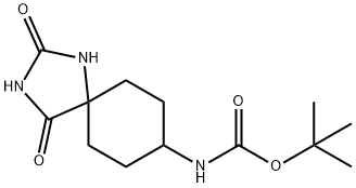 tert-Butyl (2,4-dioxo-1,3-diazaspiro-[4.5]dec-8-yl)carbamate Struktur