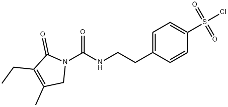 4-{2-{[(3-Ethyl-2,5-dihydro-4-methyl-2-oxo-1H-pyrrol-1-yl)-carbonyl]-amino}-ethyl}-benzenesulfonyl chloride Struktur