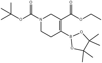 1,3(2H)-Pyridinedicarboxylic acid, 5,6-dihydro-4-(4,4,5,5-tetramethyl-1,3,2-dioxaborolan-2-yl)-, 1-(1,1-dimethylethyl) 3-ethyl ester Struktur