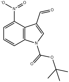 3-Formyl-4-nitro-indole-1-carboxylic acid tert-butyl ester Struktur