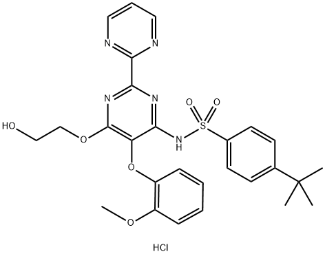 4-tert-butyl-N-(6-(2-hydroxyethoxy)-5-(2-Methoxyphenoxy)-2,2'-bipyriMidin-4-yl)benzenesulfonaMide hydrate Struktur