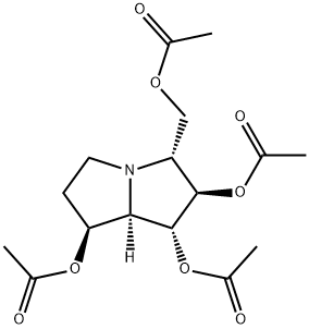 1H-Pyrrolizine-1,2,7-triol, 3-(acetyloxy)methylhexahydro-, triacetate (ester), (1R,2R,3R,7S,7aR)- Struktur