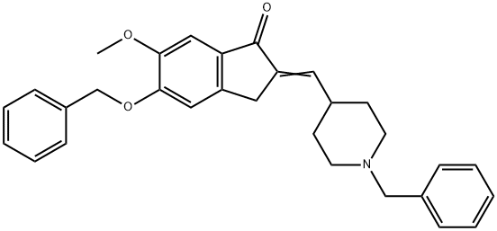 1-Benzyl-4-[(5-benzyloxy-6-methoxy-1-indanone)-2-ylidenyl]methylpiperidine Struktur