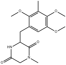 1-methyl-3-(2,4,5-trimethoxy-3-methylphenylmethyl)-2,5-piperazinedione Struktur