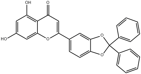 7-Dihydroxy-2-(2,2-diphenyl-1,3-benzodioxol-5-yl)-5-4H-1-benzopyran-4-one Struktur