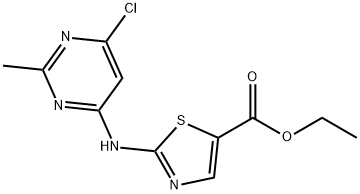 2-(6-Chloro-2-methylpyrimidin-4-ylamino)thiazole-5-carboxylic acid ethyl ester Struktur