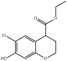 Ethyl-6-chloro-7-hydroxy-3,4-dihydro-2H-chromene-4-carboxylate Struktur