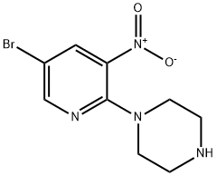 1-(5-Bromo-3-nitropyridin-2-yl)piperazine Struktur