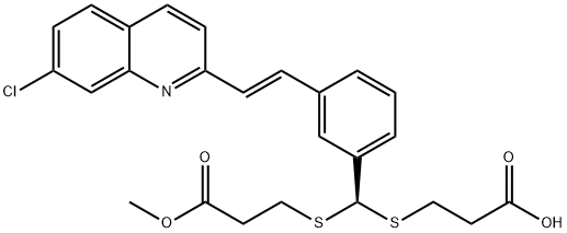 (S,E)-3-((3-(2-(7-chloroquinolin-2-yl)vinyl)phenyl)(3-Methoxy-3-oxopropylthio)Methylthio)propanoic acid Struktur