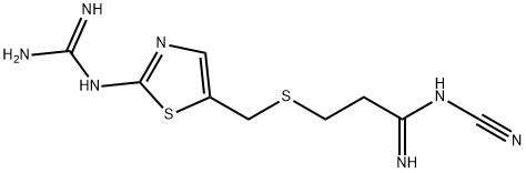 N-cyano-3-((2-guanidino-5-thiazolyl)methylthio)propionamidine Struktur