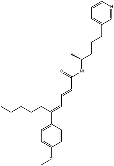 (2E,4E)-5-(4-methoxyphenyl)-N-[(2R)-5-pyridin-3-ylpentan-2-yl]deca-2,4 -dienamide Struktur