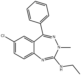 7-Chloro-2-ethylamino-3-methyl-5-phenyl-3H-1,3,4-benzotriazepine Struktur