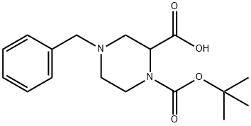 4-Benzyl-1-(tert-butoxycarbonyl)piperazine-2-carboxylic acid Struktur