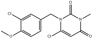 6-CHLORO-1-[(3-CHLORO-4-METHOXYPHENYL)METHYL]-3-METHYL-2,4(1H,3H)-PYRIMIDINEDIONE Struktur